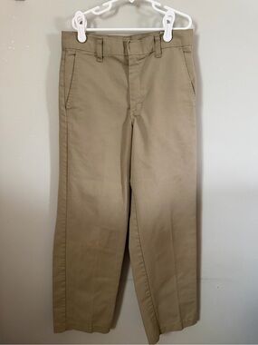 Dickies Boys Size 14 Rg Khaki Twill Chino Pants Straight Leg Mid Rise Pockets